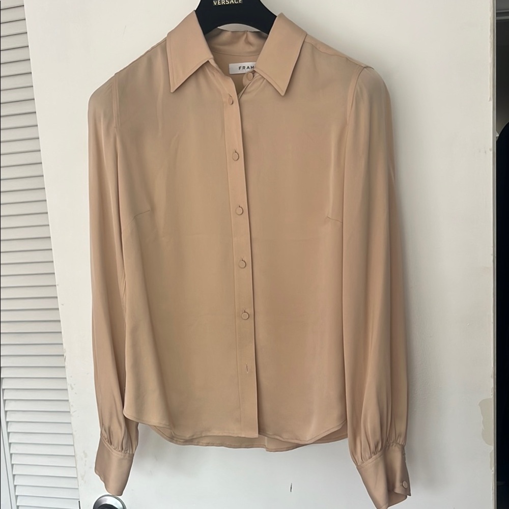 Frame Denim Women's Tan Button-Down Shirt